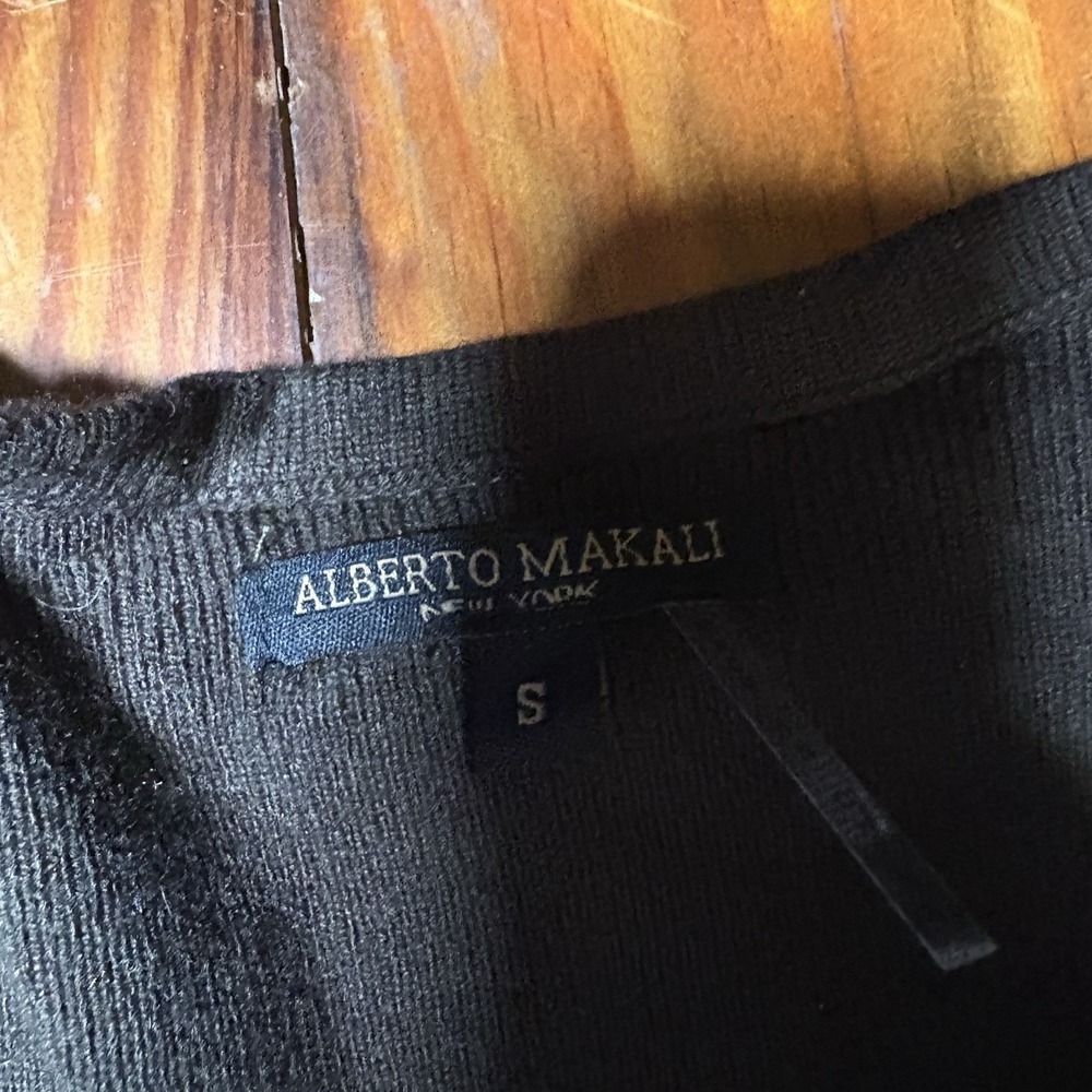Alberto Makali Green Fur Tassel Funky Vtg Y2K Cardigan Sweater Sz S A1525 - Picture 12 of 13